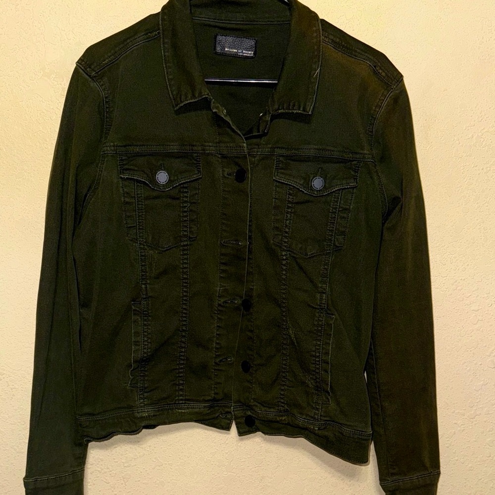 Articles of Society Women's Olive Green Denim Jacket
